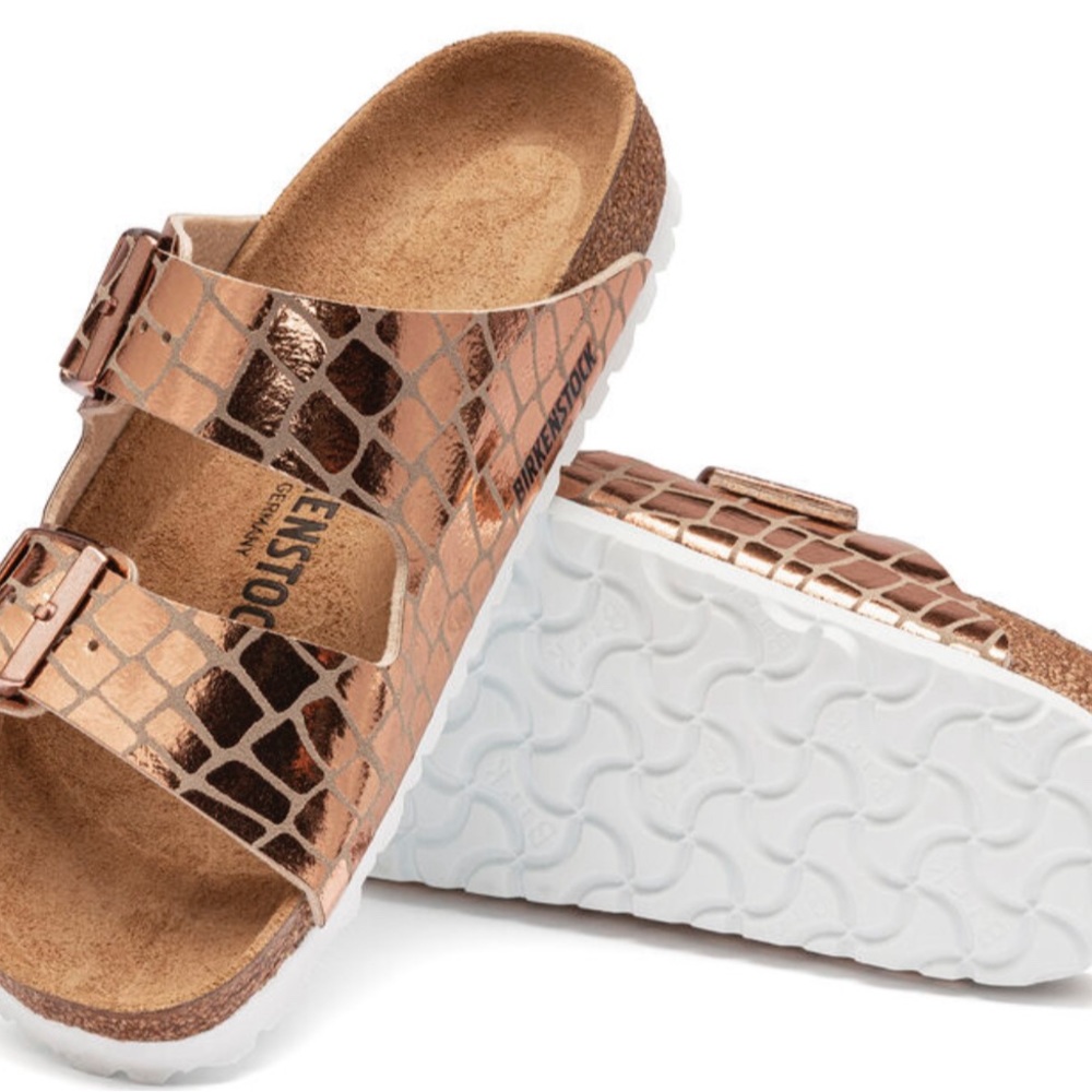 BNWT Birkenstock Arizona Gator Sandals Bronze - Picture 5 of 10